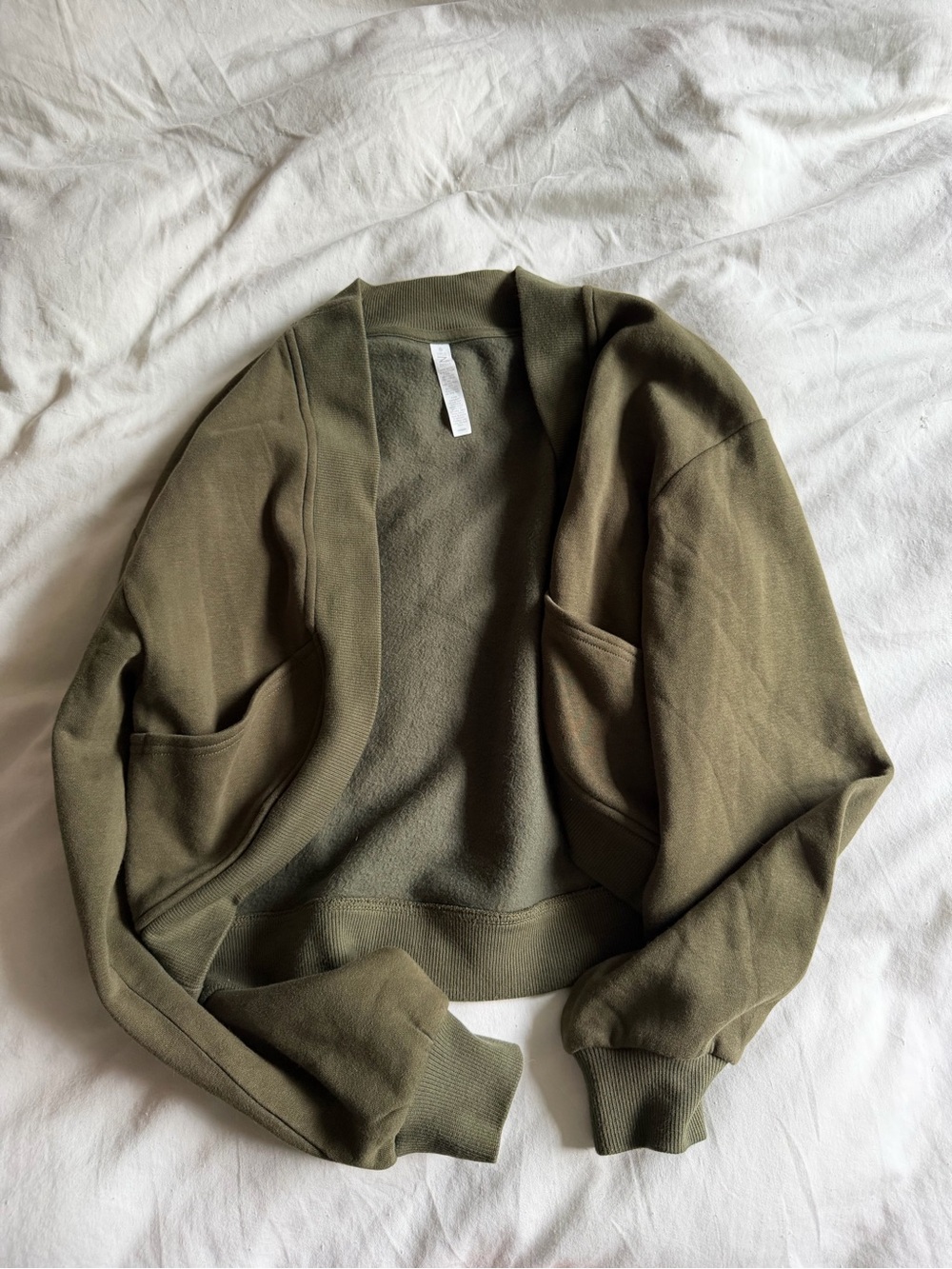 Zella Olive Open-Front Cardigan Sweater